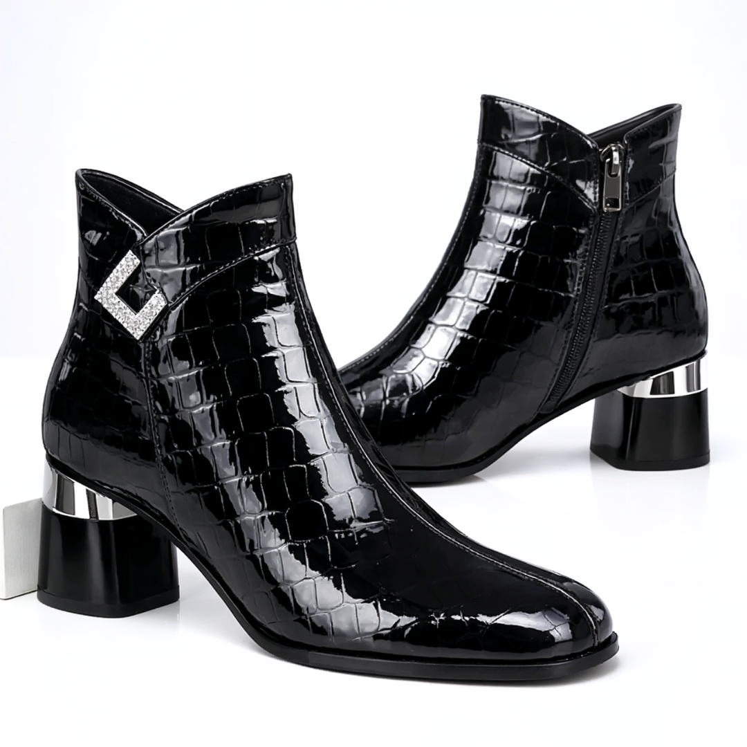 Vivienne | Women's Ankle Boots with Decorative Buckle and Block Heel