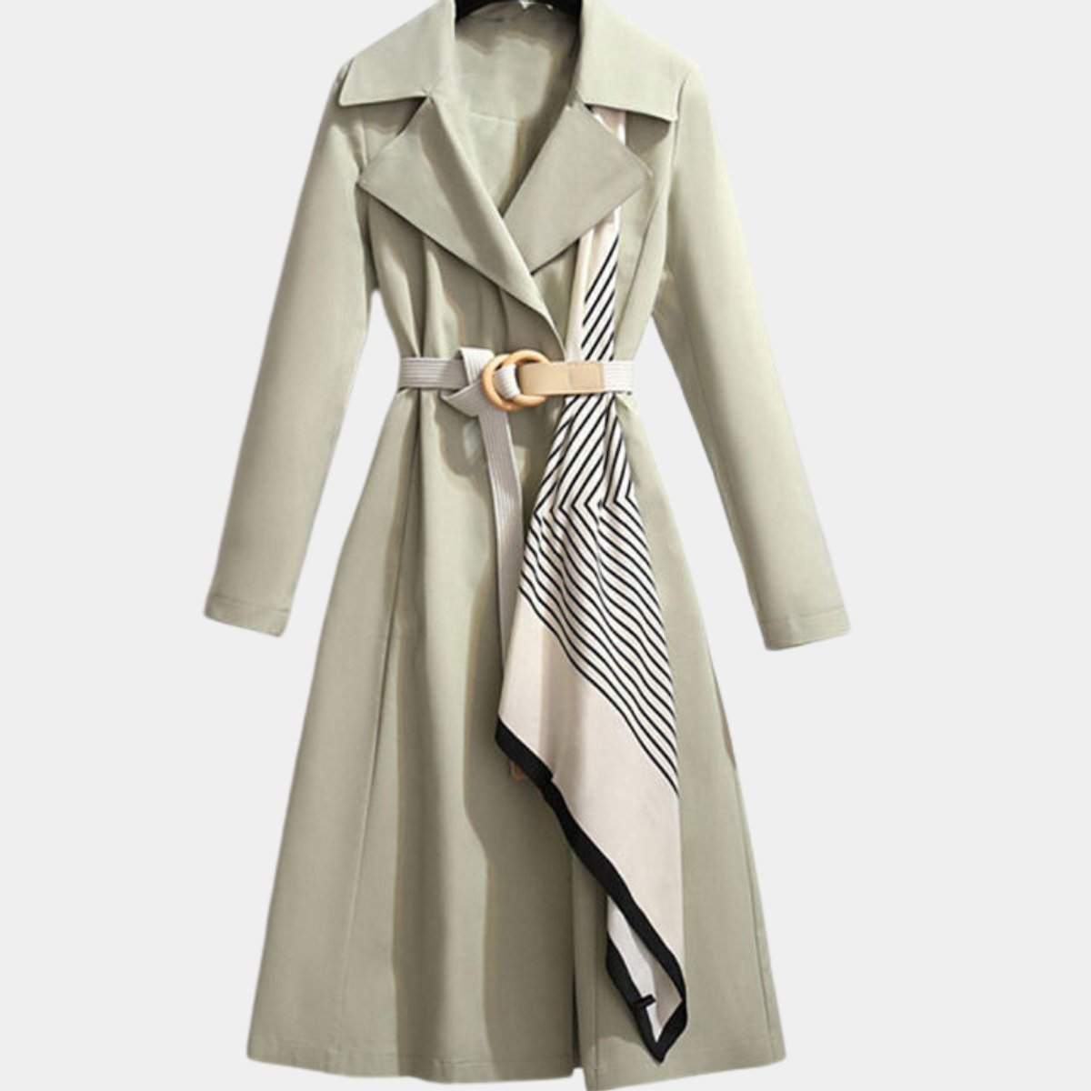 Vivienne | Women's Trench Coat with Belt and Checked Scarf Detail