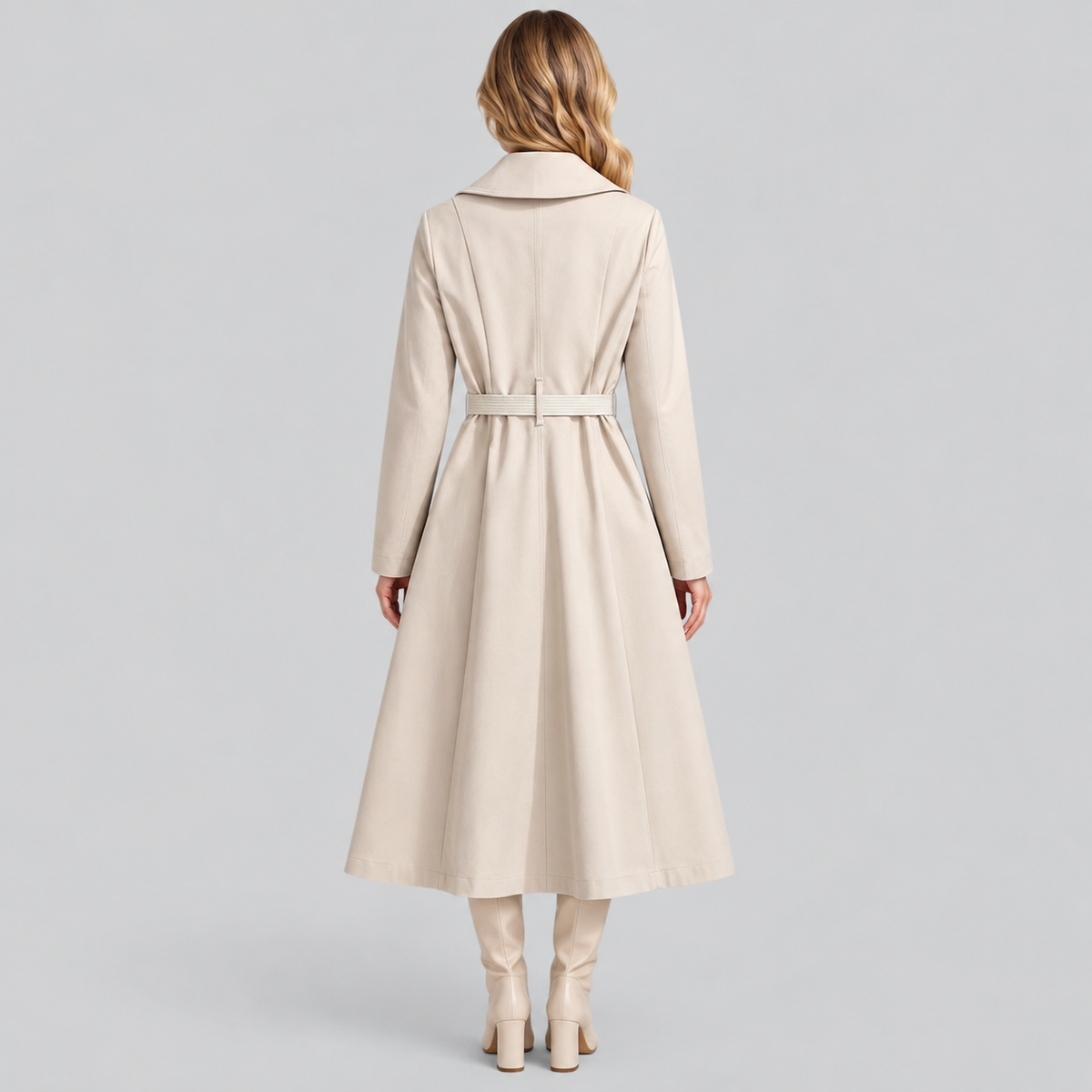 Vivienne | Women's Trench Coat with Belt and Checked Scarf Detail