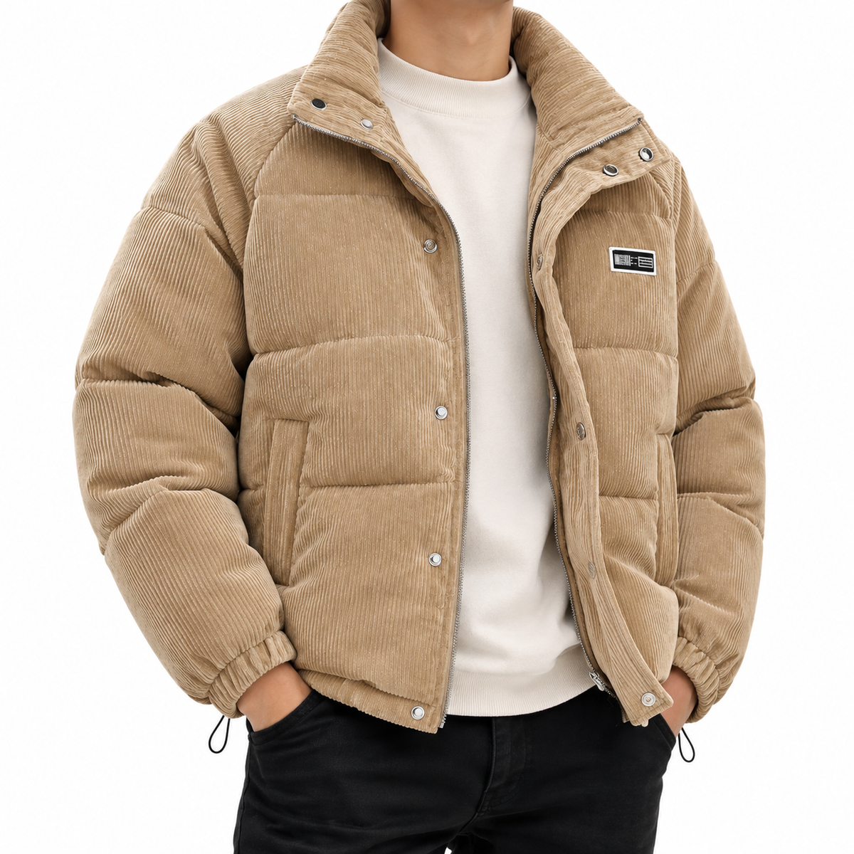 Wesley | Men's Padded Jacket with Stand Collar and Full Zip Front