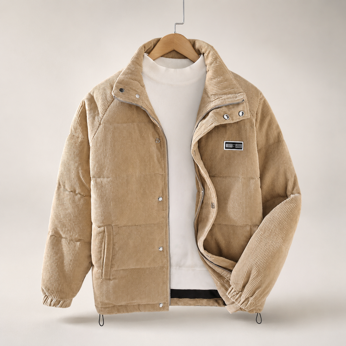 Wesley | Men's Padded Jacket with Stand Collar and Full Zip Front