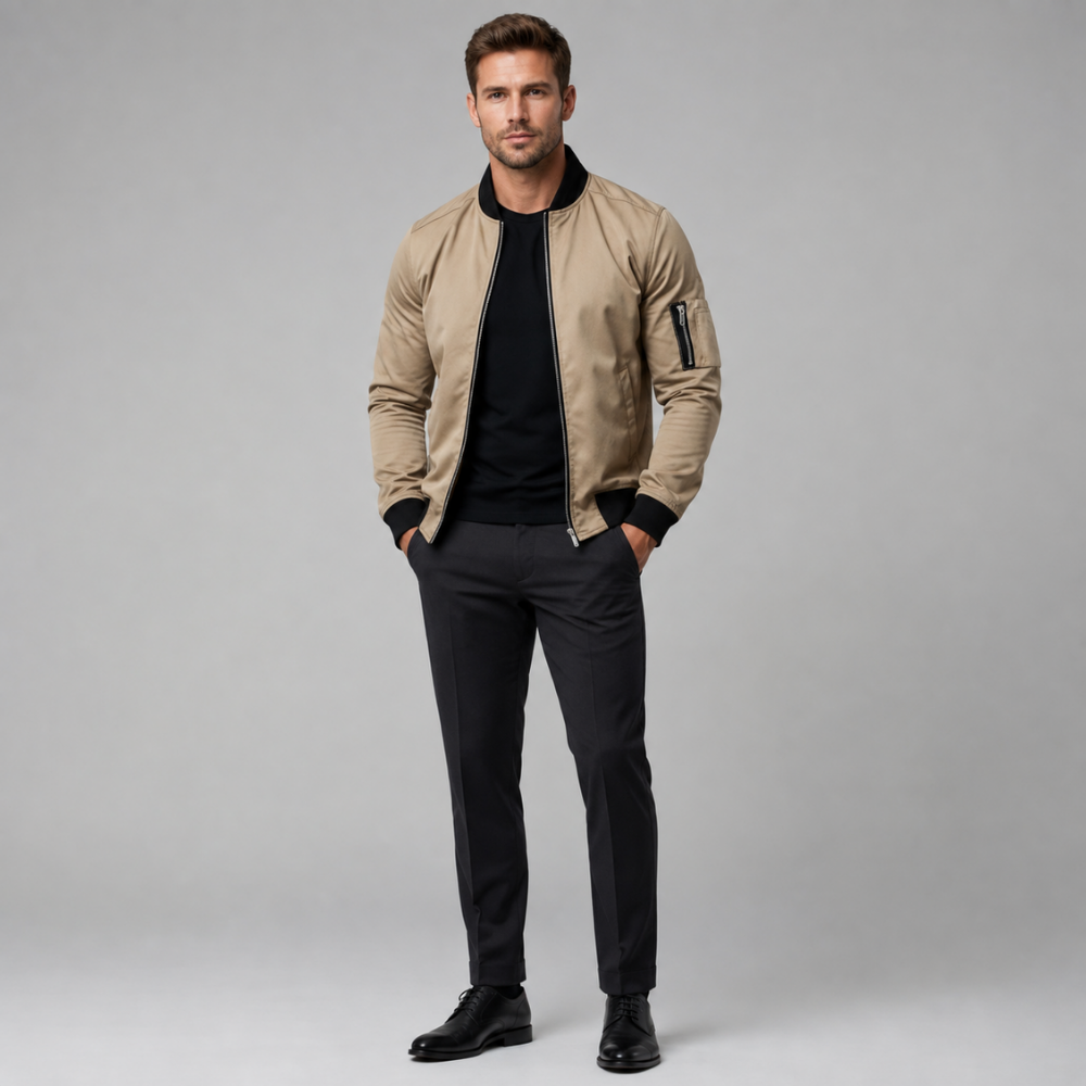 William | Slim-Fit Zip-Up Bomber Jacket