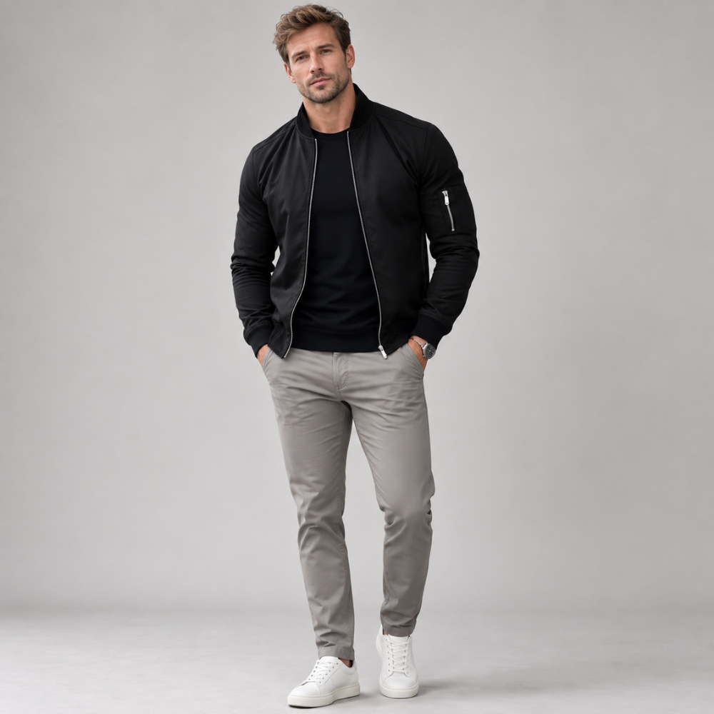 William | Slim-Fit Zip-Up Bomber Jacket