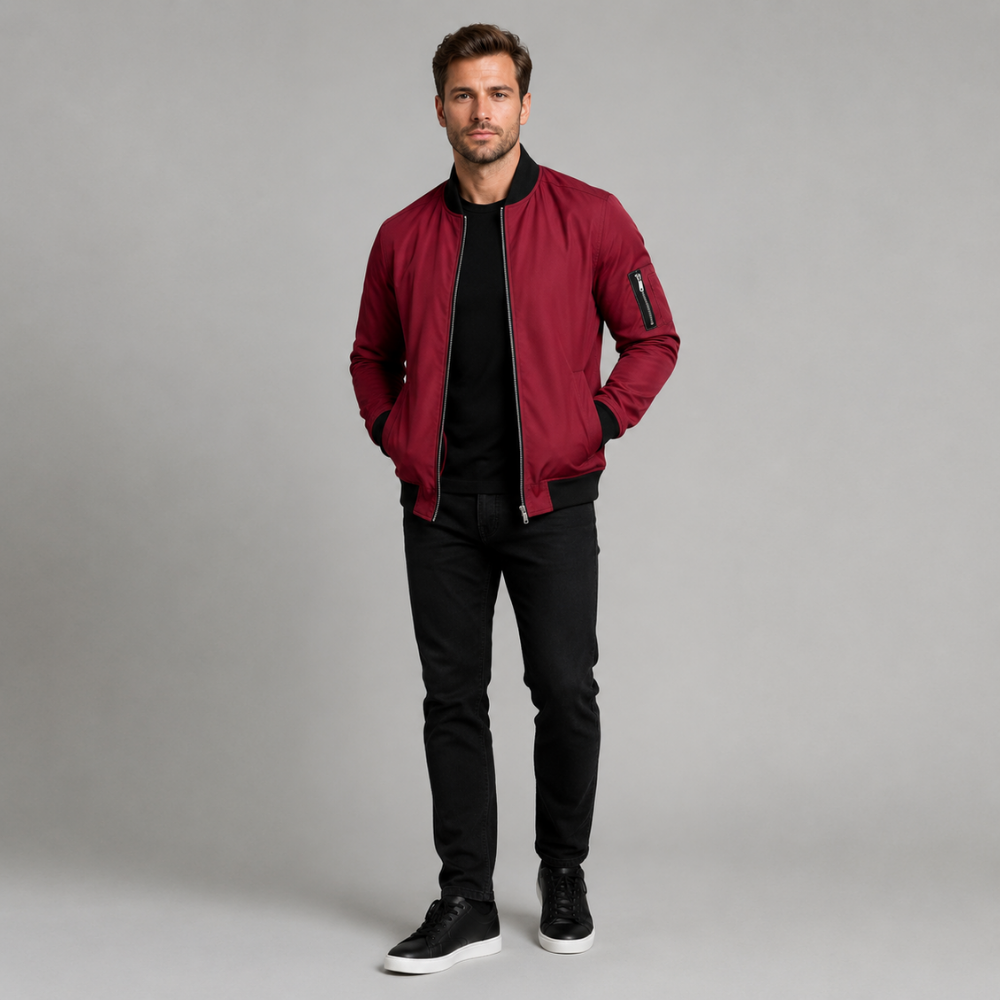 William | Slim-Fit Zip-Up Bomber Jacket