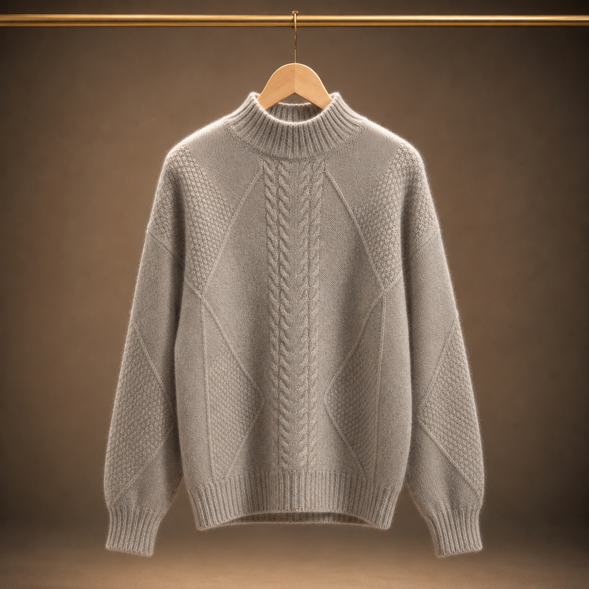 Isabelle | Women's Cable Knit Sweater with High Neck and Textured Pattern